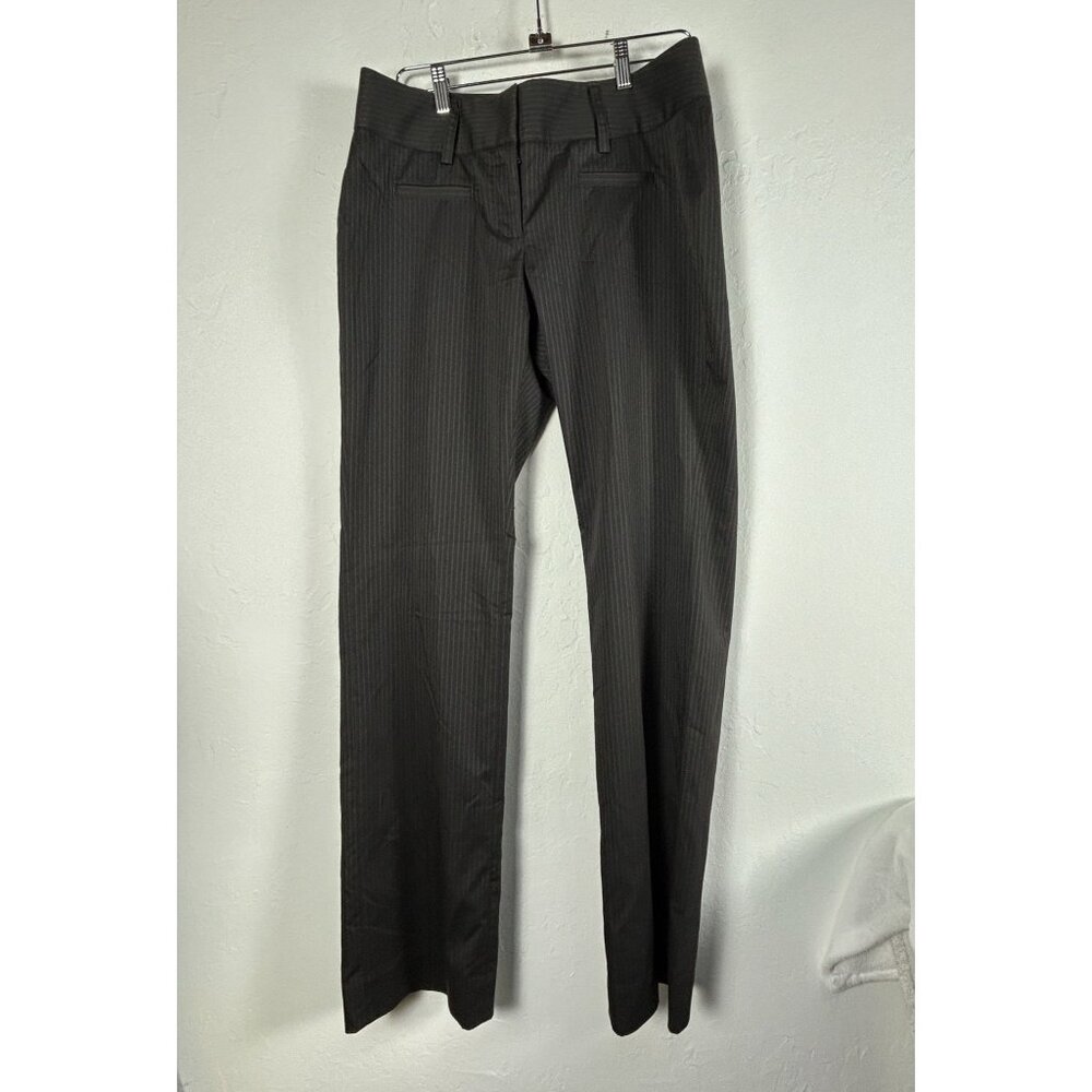 CAbi Womens 807 Work-It Trouser Size10L Pinstripe Wide-Leg Pants Black New $108